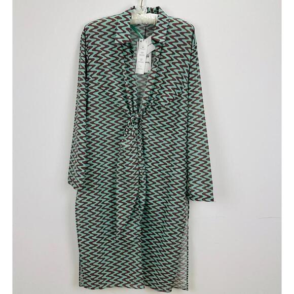 Zara The Lissie Shirt Bloggers Favorite Beach Resort Printed Cotton Medium NWT - Picture 2 of 5